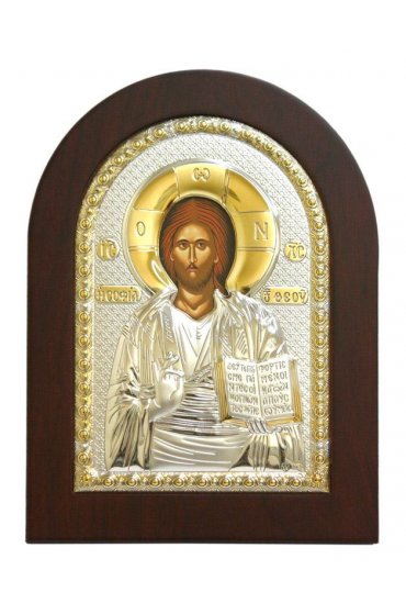Икона Господь Вседержитель в серебряном окладе, арт ДВ-125-1