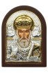 Икона Николай Чудотворец 6*4 см в серебряном окладе арт ДВ-138