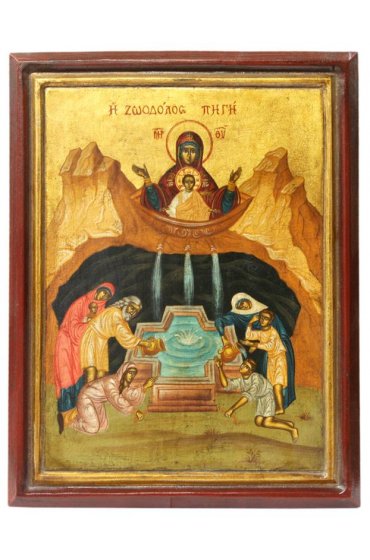 Икона Божья Матерь Живоносный Источник писаная, арт ДВ-183