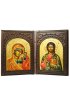 Икона складень Божья Матерь Казанская и Спаситель Премудрый писаная, арт ДВ-205