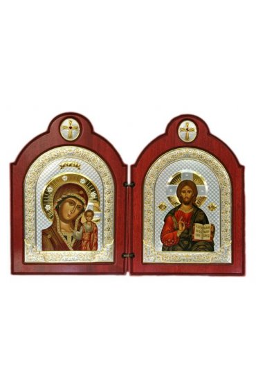 Икона Складень Божья Матерь Казанская и Спаситель 20*29 см, арт ДВ-410