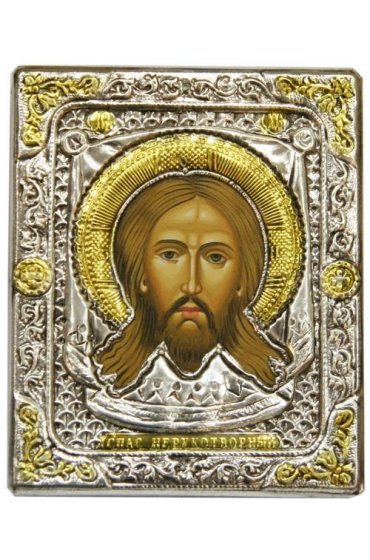 Икона Спас Нерукотворный в серебряном окладе, арт ДВ-415