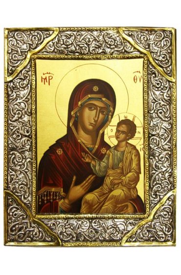 Икона Божья Матерь Одигитрия в серебряном окладе, арт ДВ-438
