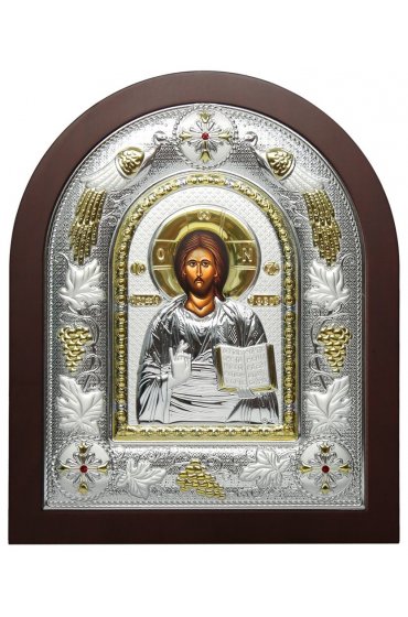 Икона Господь Вседержитель в серебряном окладе, арт ДВ-470-1