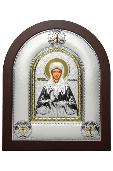 Икона Матрона Московская Блаженная в серебряном окладе, арт ДВ-486
