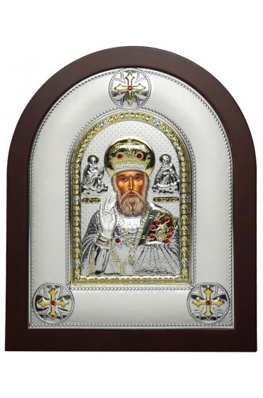 Икона Николай Чудотворец в серебряном окладе, арт ДВ-490