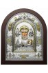 Икона Николай Чудотворец в серебряном окладе, арт ДВ-492