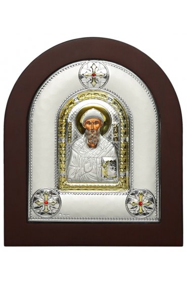 Икона Спиридон Тримифунтский в серебряном окладе, арт ДВ-493