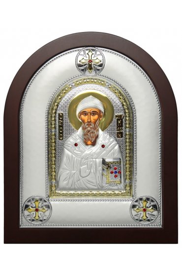 Икона Спиридон Тримифунтский в серебряном окладе, арт ДВ-494