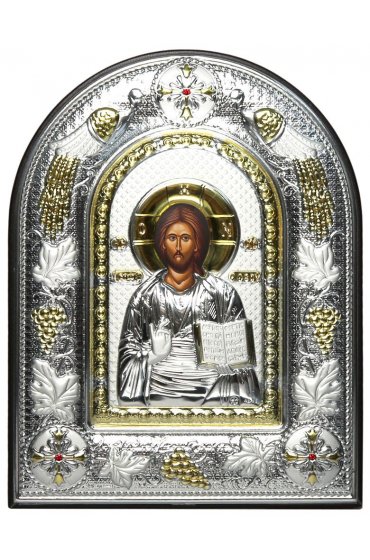 Икона Господь Вседержитель в серебряном окладе, арт ДВ-496-1