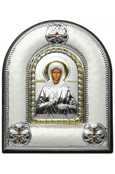 Икона Матрона Святая Блаженная в серебряном окладе, арт ДВ-505
