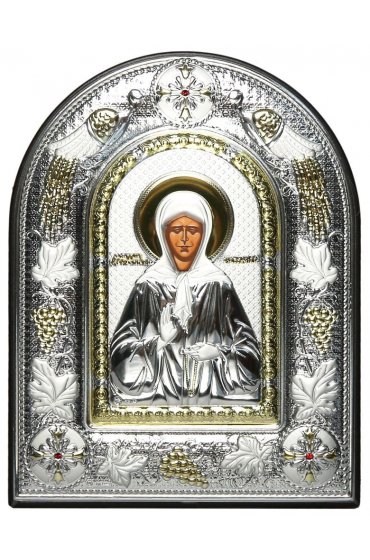 Икона Матрона Святая Блаженная в серебряном окладе, арт ДВ-507