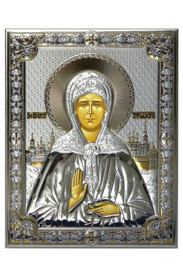 Икона Матрона Московская Блаженная в серебряном окладе, арт ДВ-530