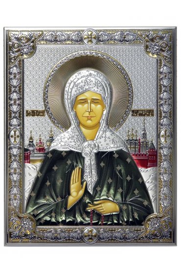 Икона Матрона Блаженная в серебряном окладе, арт ДВ-534