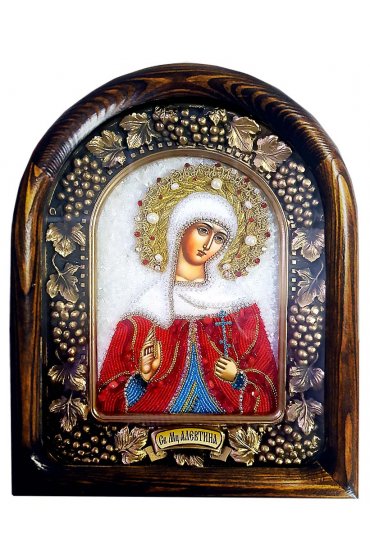 Икона Алевтина (Валентина) Кесарийская Мученица из бисера, арт ДИ-638