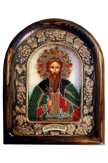 Икона Вячеслав Чешский Благоверный князь из бисера, арт ДИ-634