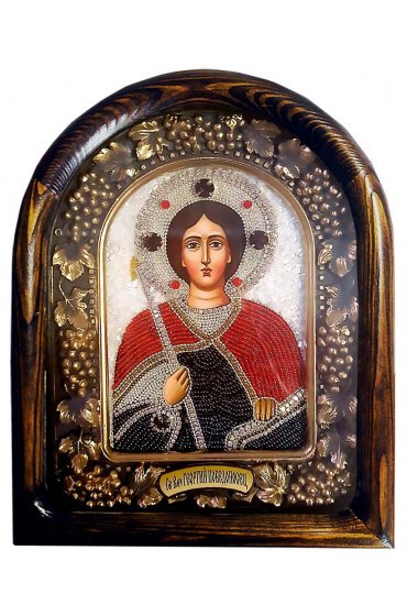 Икона Георгий Победоносец из бисера, арт ДИ-616