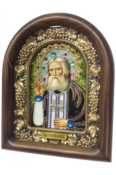 Икона Серафим Саровский из бисера, арт ДИ-006