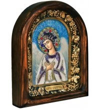 Икона Ангел Хранитель из бисера и натуральных камней, арт ДИ-132