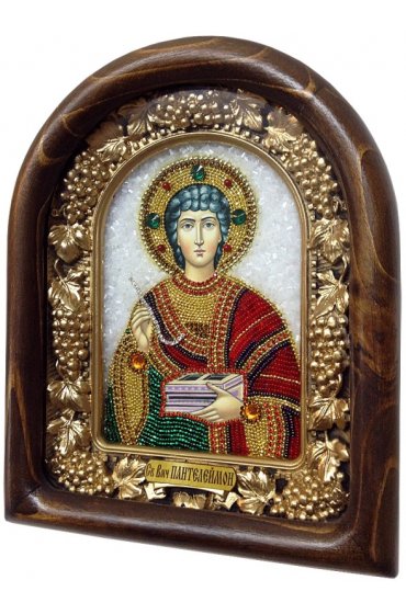 Икона Пантелеймон Целитель из бисера, арт ДИ-195