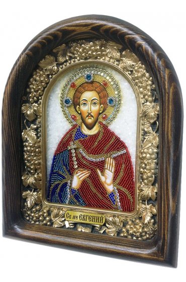 Икона Евгений мученик из бисера, арт ДИ-210