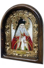 Икона Лев Оптинский из бисера и натуральных камней, арт ДИ-163