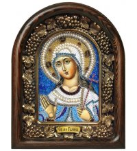 Икона Галина святая из бисера и жемчуга, арт ДИ-090