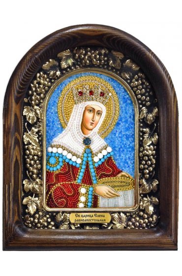 Икона Елена царица святая из бисера и натуральных камней, арт ДИ-117