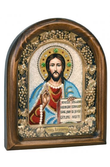 Икона Господь Вседержитель из бисера, арт ДИ-409