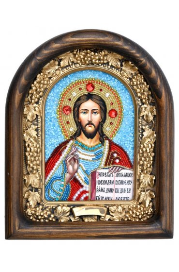 Икона Господь Вседержитель из бисера, арт ДИ-408