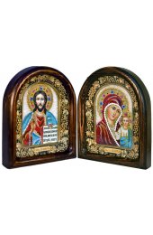 Венчальная пара икон Казанская и Вседержитель из бисера, арт ДИ-487