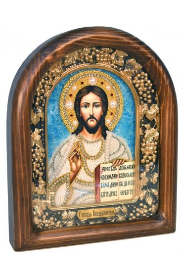 Икона Господь Вседержитель из бисера, арт ДИ-406