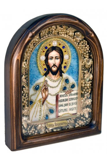 Икона Господь Вседержитель из бисера, арт ДИ-434