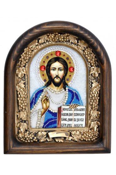 Икона Господь Вседержитель из бисера, арт ДИ-433