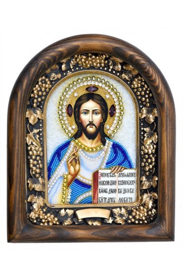 Икона Господь Вседержитель из бисера, арт ДИ-432