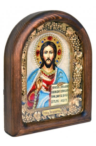 Икона Господь Вседержитель из бисера, арт ДИ-431