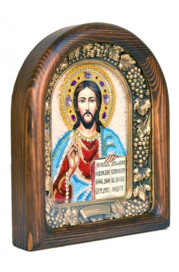 Икона Господь Вседержитель из бисера, арт ДИ-436