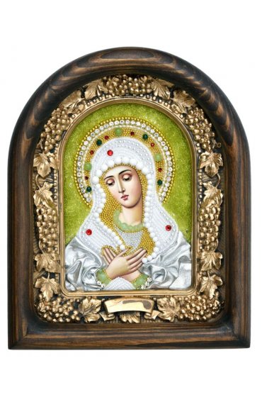Икона Божией Матери Умиление бисер и ткань, арт ДИ-365