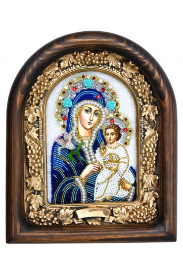Икона Божией Матери Неувядаемый цвет из бисера, арт ДИ-315