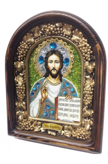 Икона Господь Вседержитель из бисера, арт ДИ-405