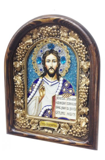 Икона Господь Вседержитель из бисера, арт ДИ-404
