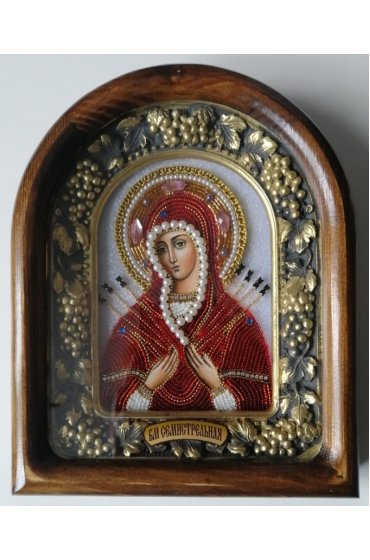 Икона Божией Матери Семистрельная из бисера, арт ДИ-345