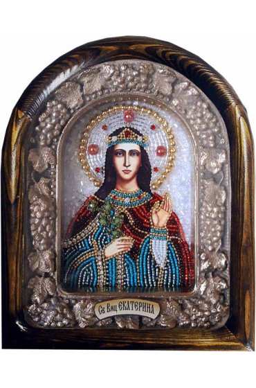 Икона Екатерина великомученица из бисера, арт ДИ-676