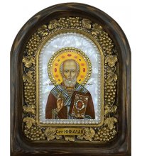 Икона Николай Чудотворец на перламутре, арт ДИ-511