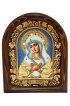 Икона Божией Матери Умиление бисер натуральные камни ткань, арт ДИ-369