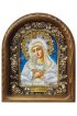 Икона Божией Матери Умиление бисер натуральные камни ткань, арт ДИ-377