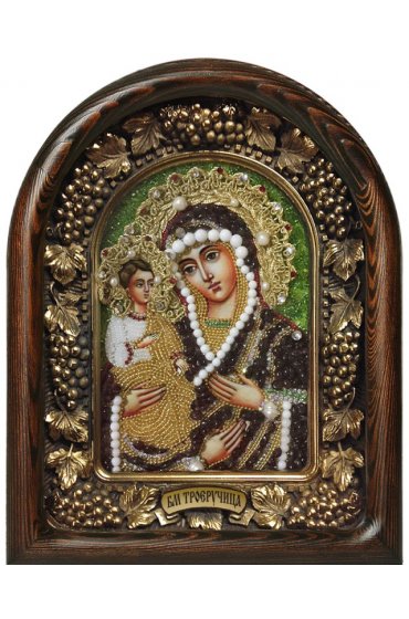 Икона Божией Матери Троеручица из бисера, арт ДИ-356