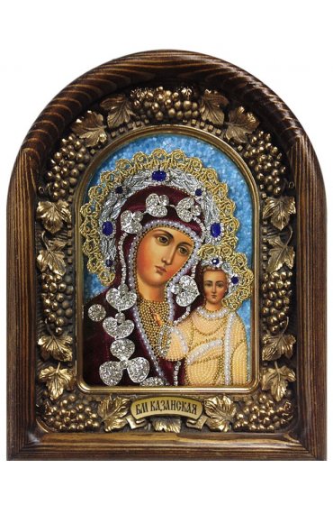 Икона Божией Матери Казанская бисер и натуральные камни, арт ДИ-269