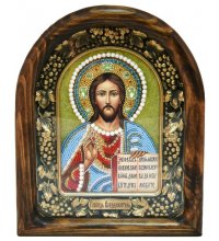 Икона Господь Вседержитель из бисера, арт ДИ-399