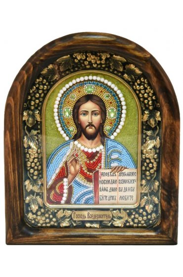 Икона Господь Вседержитель из бисера, арт ДИ-399
